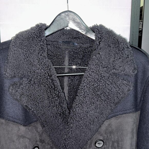 L/XL🔥LANVIN Men Shearling Leather Tall Coat Jacket ITALY Overcoat - Picture 9 of 9